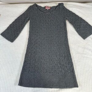 Juicy Couture Womens Small 3/4 Sleeve Crochet Dress Gray Fall Layered Tunic
